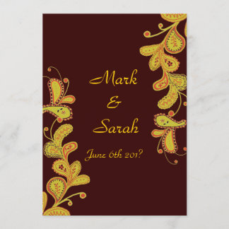 Paisley Leaves Chocolate Invitation Kaart