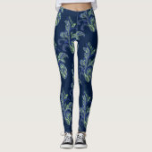 Paisley Lime Green en Blue Pattern Leggings (Voorkant)