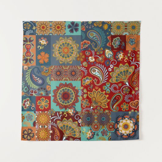  Paisley Mandala Kleurrijke Patchwork Wandkleed (Voorkant)