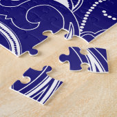 Paisley monochroom: blauwe, witte elegantie. legpuzzel (Zijkant)