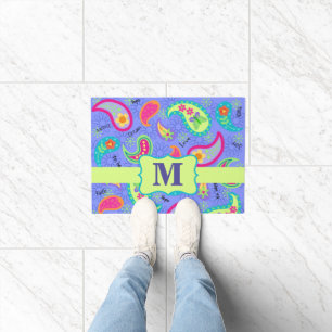 Paisley Monogram Modern Lavendel Paarse Patroon Deurmat
