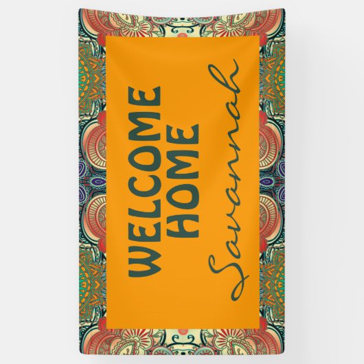 Paisley Mosaic Pattern I + jouw ideeën Spandoek (Verticaal)