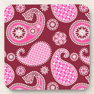 Paisley motief, bordeaux, roze en wit drankjes onderzetter