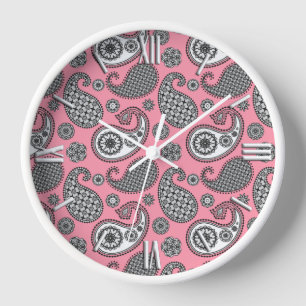 Paisley motief, tinten grijs op roze