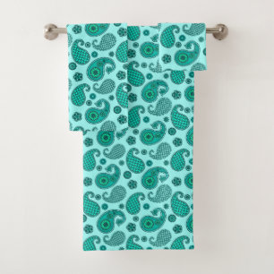 Paisley Motif, Aqua et Turquoise