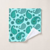 Paisley Motif, Aqua et Turquoise (Gant de toilette)