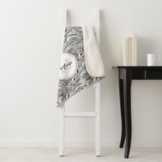 Paisley motif encre mono nom sherpa couverture (En situation)