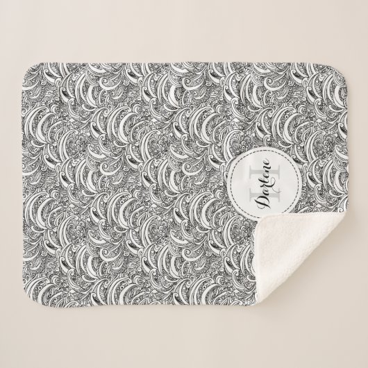 Paisley motif encre mono nom sherpa couverture (Devant (Horizontal))