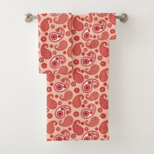 Paisley Motif, Shades of Coral Orange