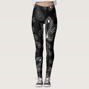 Paisley Noir/Blanc Design Femmes Leggings
