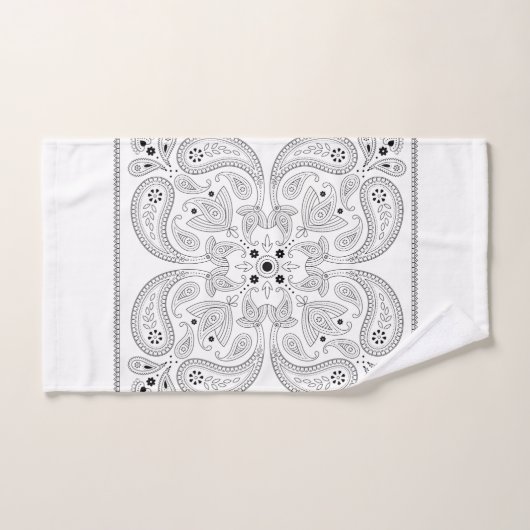 Paisley noir et blanc  (Serviette à main)
