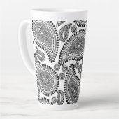 Paisley noir et blanc Grosse Mug latte (Angle gauche)
