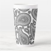 Paisley noir et blanc Grosse Mug latte (Devant)