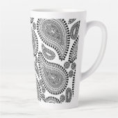 Paisley noir et blanc Grosse Mug latte (Droite)