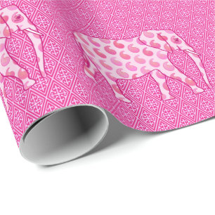Paisley-olifant - ijsroze en fuchsia cadeaupapier