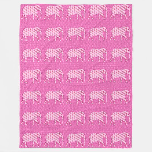 Paisley-olifant - ijsroze en fuchsia fleece deken (Voorkant)