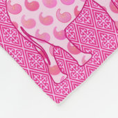 Paisley-olifant - ijsroze en fuchsia fleece deken (Hoek)
