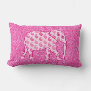 Paisley-olifant - ijsroze en fuchsia kussen