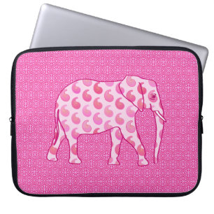 Paisley olifant - ijsroze en fuchsia laptop sleeve