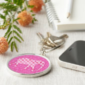Paisley-olifant - ijsroze en fuchsia sleutelhanger (Zijkant)
