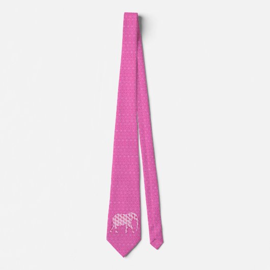 Paisley-olifant - ijsroze en fuchsia stropdas (Voorkant)