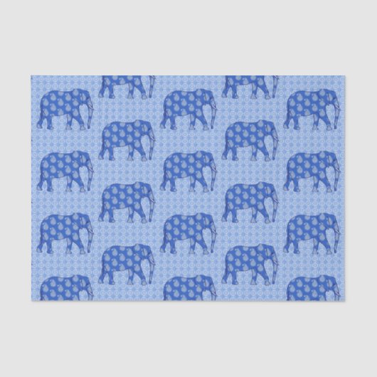 Paisley-olifant, kobalt blauw en wit tissuepapier (Voorkant)