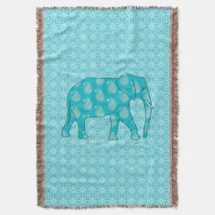 Paisley-olifant - turquoise en aqua deken