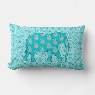 Paisley-olifant - turquoise en aqua kussen