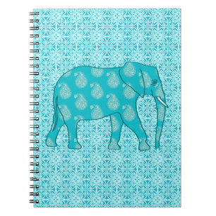 Paisley-olifant - turquoise en aqua notitieboek