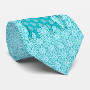 Paisley-olifant - turquoise en aqua stropdas