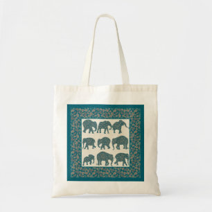 Paisley Olifanten op Beige met Border Canvas tas