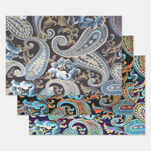  Paisley op drie kleuren Inpakpapier Vel
