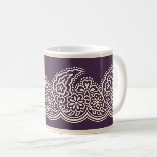 Paisley op Paarse Koffie Mok (Voorkant rechts)