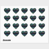 Paisley op zwart hart sticker (Vel)