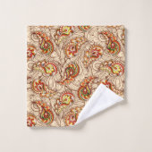 Paisley Orange Et Beige (Gant de toilette)