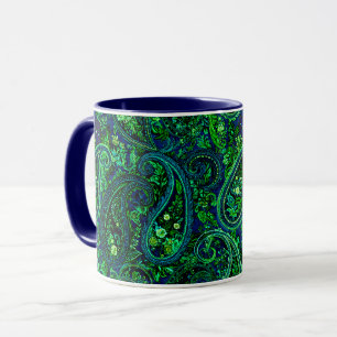 Paisley Overvloed Kleurrijke Bloemmotief Blauw Gro Mok