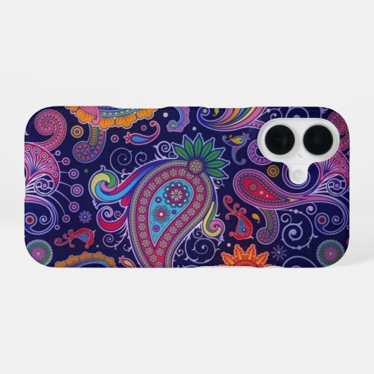 Paisley Paars Pink iPhone 16 Hoesje (Achterkant horizontaal)