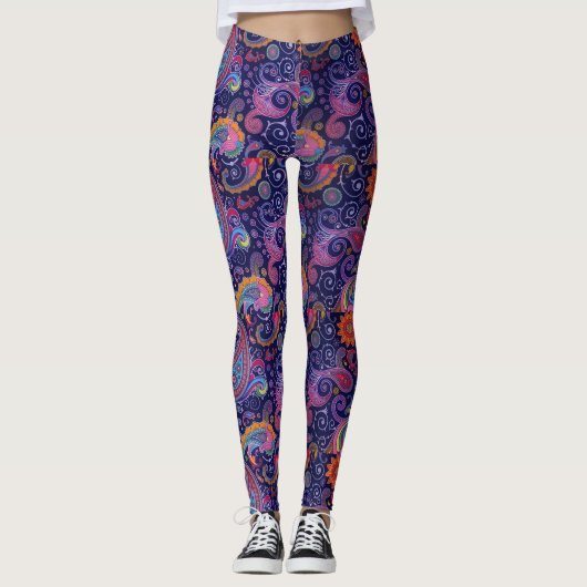 Paisley Paars roze Leggings (Voorkant)