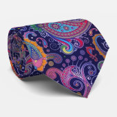 Paisley Paars roze Stropdas (Opgerold)