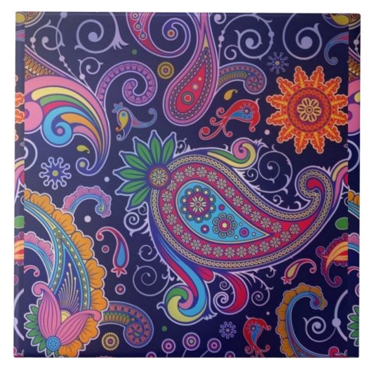 Paisley Paars roze Tegeltje (Voorkant)