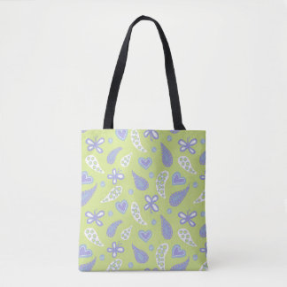 Paisley Paarse en Limoen Vlinders en Harten Draagtas