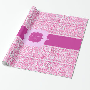 Paisley Passion - Pink (Henna) (Monogram) Cadeaupapier