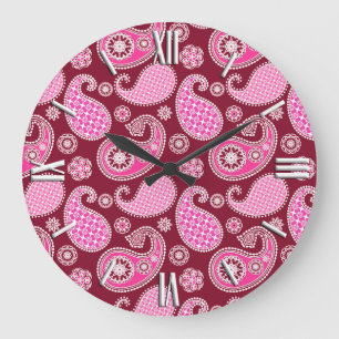 Paisley-patroon, Bourgogne, roze en wit Grote Klok