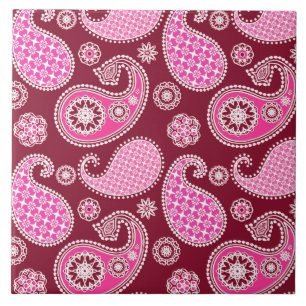 Paisley-patroon, Bourgogne, roze en wit Tegeltje