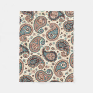 Paisley-patroon bruine blauwgroen beige elegant fleece deken