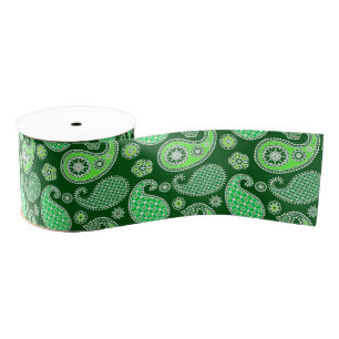 Paisley-patroon, Emerald en Jade Green Grosgrain Lint