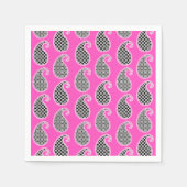 Paisley patroon, fuchsia roze, zwart-wit servetten (Voorkant)