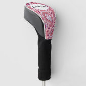 Paisley patroon in roze met bloemen Golfheadcover (Schuin)