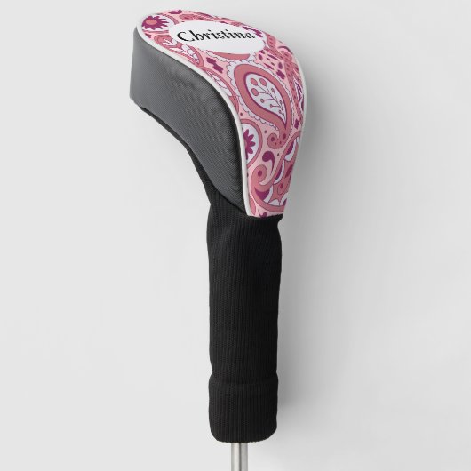  Paisley patroon in roze met bloemen Golfheadcover (Schuin)