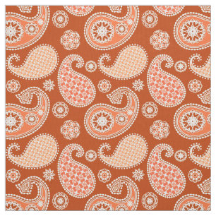 Paisley-patroon, Mandarijns-Oranje en wit Stof